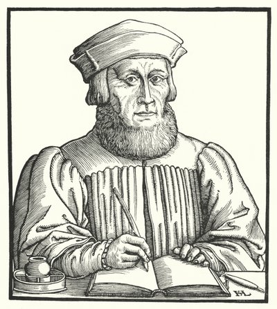 Johannes Aventinus , bayersk renessansehumanist, historiker og filolog (gravering) av Hanns Sebald Lautensack