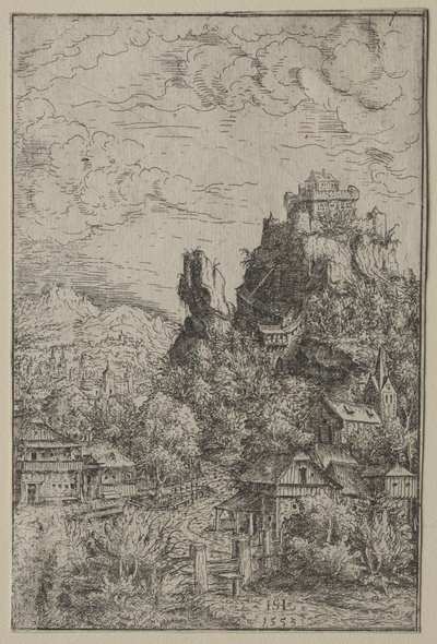 Landskap med et slott, 1553. av Hanns Sebald Lautensack