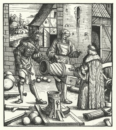 Erkehertug Maximilian av Østerrike rådgiver våpensmeder (gravering) av Hans (after) Burgkmair
