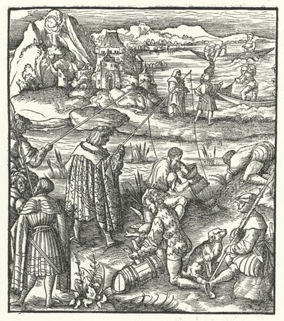 Erkehertug Maximilian av Østerrike fisker (gravering) av Hans (after) Burgkmair