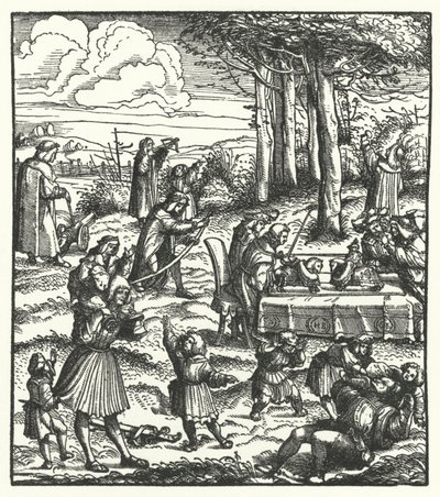 Erkehertug Maximilian av Østerrike med lekekameratene sine som barn (gravering) av Hans (after) Burgkmair
