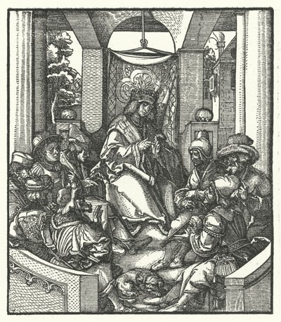 Kong Louis XI av Frankrike forhandler med flamske opprørere av Hans (after) Burgkmair