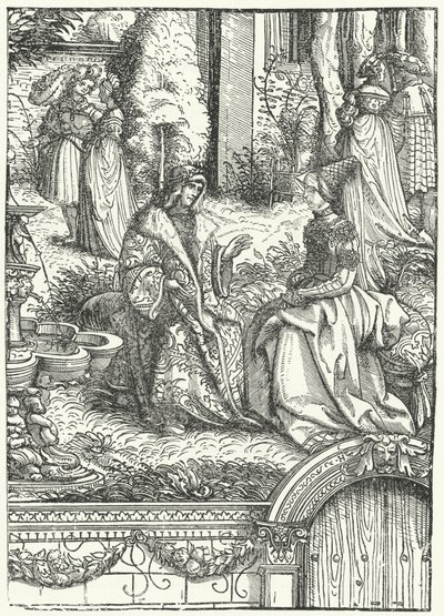 Maximilian I, den hellige romerske keiseren, og hans kone Maria av Burgund (gravering) av Hans (after) Burgkmair