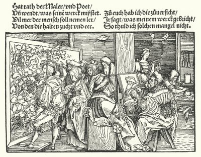 Malerne (gravering) av Hans (after) Burgkmair