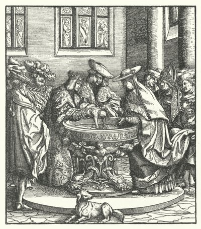 Dåpen til erkehertug Maximilian av Østerrike av Hans (after) Burgkmair