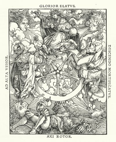 Tresnitt fra De Remediis Giantum Fortunae (Remedies for Fortune Fair and Foul) av Petrarch (gravering) av Hans (after) Burgkmair