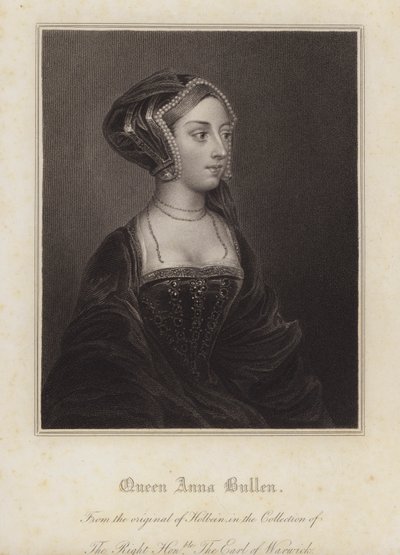 Anne Boleyn, andre kone til kong Henry VIII (gravering) av Hans (after) Holbein the Younger
