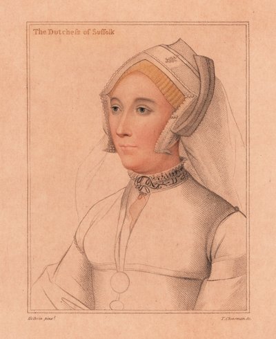 Catherine Brandon, hertuginne av Suffolk., 1812 (gravering) av Hans (after) Holbein the Younger