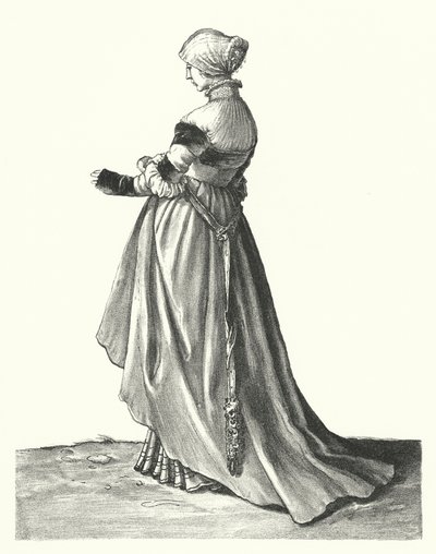 Kostyme til en kvinne fra Basel (gravering) av Hans (after) Holbein the Younger