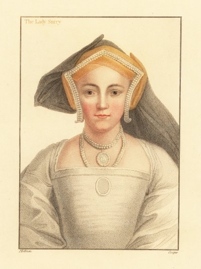 Frances Howard, grevinne av Surrey., 1812 (gravering) av Hans (after) Holbein the Younger