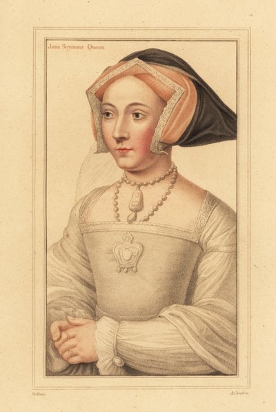 Jane Seymour, dronning av England, tredje kone til kong Henry VIII, 1812 (gravering) av Hans (after) Holbein the Younger