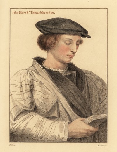 John More, 19 år, sønn av Sir Thomas More. ,1812 (gravering) av Hans (after) Holbein the Younger