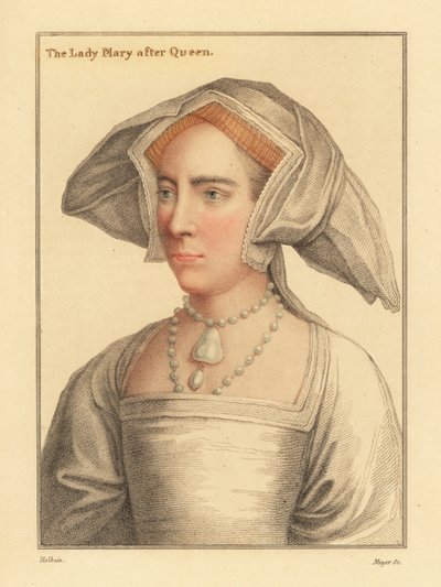 Lady Mary, datter av kong Henry VIII., 1812 (gravering) av Hans (after) Holbein the Younger