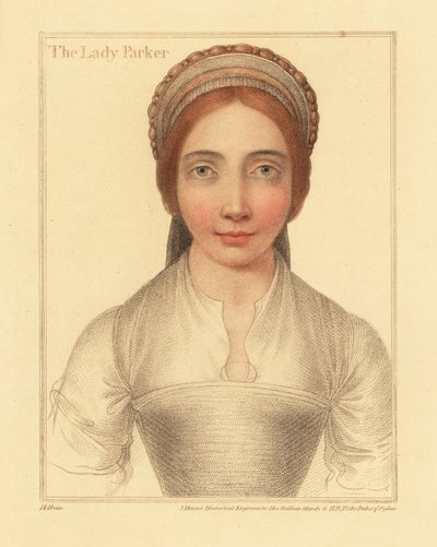 Lady Parker, kone til Sir Henry Parker., 1812 (gravering) av Hans (after) Holbein the Younger