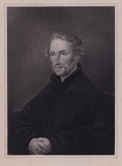 Philipp Melanchthon , tysk protestantisk reformator og samarbeidspartner med Martin Luther (gravering) av Hans (after) Holbein the Younger