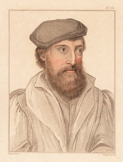 Portrett av en ukjent mann, hoff til kong Henry VIII, ca. 1532., 1812 (gravering) av Hans (after) Holbein the Younger