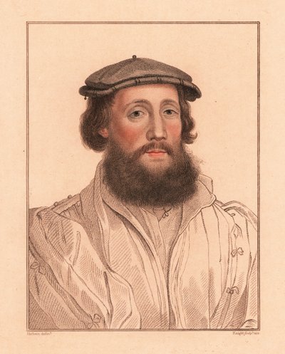 Portrett av en ukjent mann, hoff til kong Henry VIII, ca. 1532., 1812 (gravering) av Hans (after) Holbein the Younger
