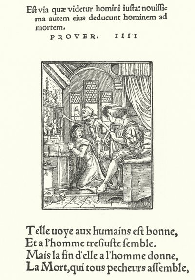 Kanoninnen eller nonnen (gravering) av Hans (after) Holbein the Younger