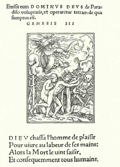 The Driving Forth from Eden (gravering) av Hans (after) Holbein the Younger