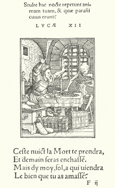 The Miser (gravering) av Hans (after) Holbein the Younger