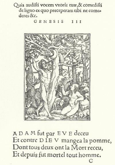The Temptation (gravering) av Hans (after) Holbein the Younger