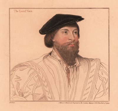 Thomas Vaux , engelsk poet og adelsmann. ,1812 (gravering) av Hans (after) Holbein the Younger