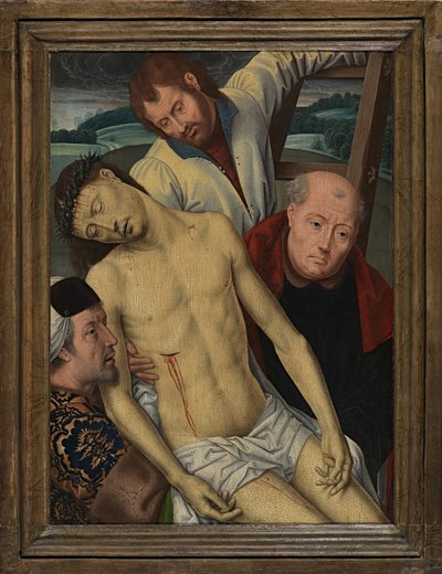 Nedstigning fra korset, ca. 1491-1519 (olje på panel) av Hans (after) Memling