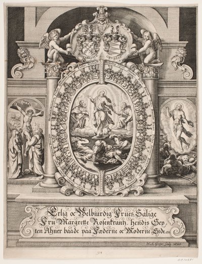 Kristi forklaring. Omgitt av Margrethe Rosenkrantz sine skjold av Hans Andreas Greys
