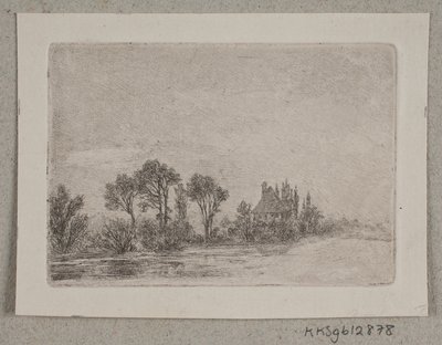 Landskap med trær ved et vann av Hans Anton Thiele