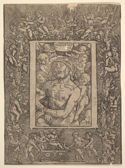 Ecce Homo med dekorativ kant som viser Bacchus triumf, 1511. av Hans Baldung