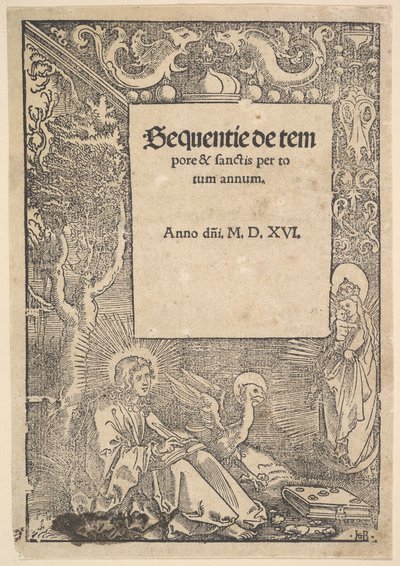 Evangelisten Johannes på Patmos, tittelside fra Hymni de tempore et de sanctis, 1516 av Hans Baldung