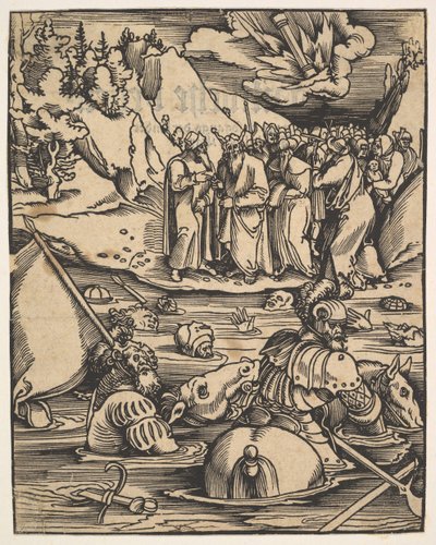 Egypterne krysser Rødehavet, fra Das Buch Granatapfel, 1511. av Hans Baldung