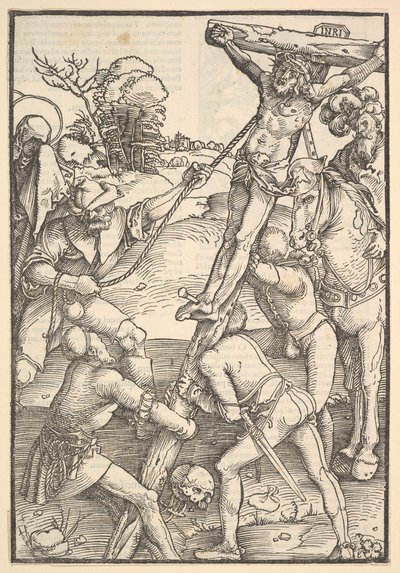 The Raising of the Cross, verso: The Raising of the Cross, fra Speculum Passionis Domini ..., 1507. av Hans Baldung