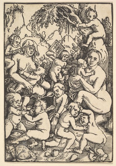 To mødre med barn dør Kinderaue, ca. 1512. av Hans Baldung