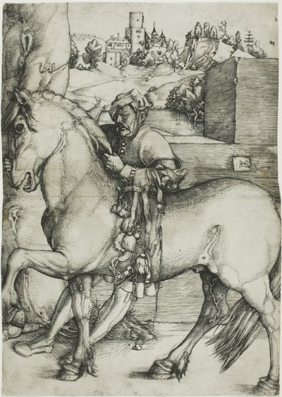 En brudgom som tøyler en hest av Hans Baldung Grien