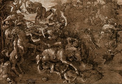 Battle of the Knights med døden av Hans Baldung Grien