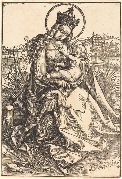 Madonna og barn på gressbredden av Hans Baldung Grien