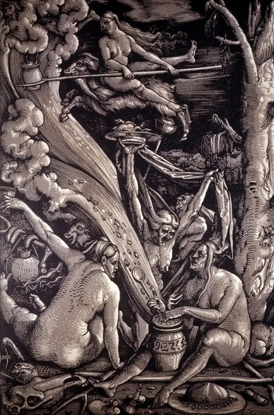 The Sabbath of the Witches, gravering av Hans Baldung Green, tysk maler, gravør og tegneserieskaper (1484-1545). av Hans Baldung Grien