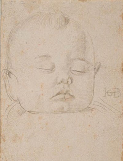 Hodet til en sovende babygutt, en face av Hans Baldung Grien