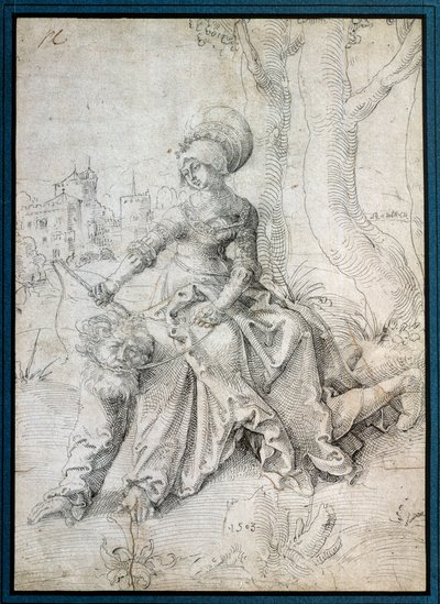 Kvinnen som rir mannen: Phyllis sitter på ryggen til Aristoteles som går på alle fire. Tegning av Grien Hans Baldung (1484-1545) Ec. Alle. av Hans Baldung Grien