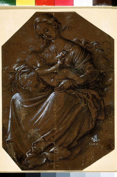 "Virgin and Child" (Virgin and Child) Tegning med blekk og penn på brunt papir av Hans Baldung (1484-1545) Pushkin-museet fra 1500-tallet, Moskva av Hans Baldung Grien