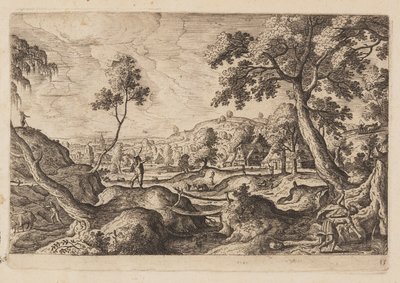Tavle 15, fra Landskap med scener fra Det gamle og Det nye testamentet og Ovids metamorfoser av Hans Bol