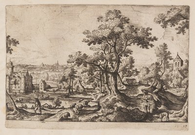 Tavle 17, fra Landskap med scener fra Det gamle og Det nye testamentet og Ovids metamorfoser av Hans Bol