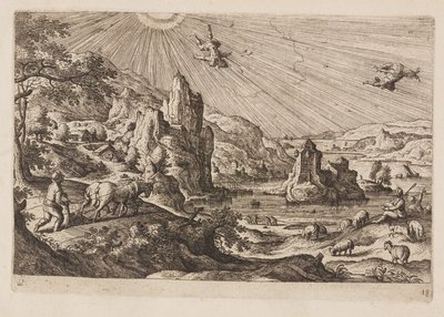 Tavle 18, fra Landskap med scener fra Det gamle og Det nye testamentet og Ovids metamorfoser av Hans Bol