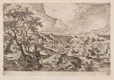 Tavle 19, fra Landskap med scener fra Det gamle og Det nye testamentet og Ovids metamorfoser av Hans Bol