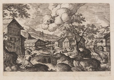Tavle 1, fra Landskap med scener fra Det gamle og Det nye testamentet og Ovids metamorfoser av Hans Bol