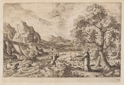 Tavle 22, fra Landskap med scener fra Det gamle og Det nye testamentet og Ovids metamorfoser av Hans Bol