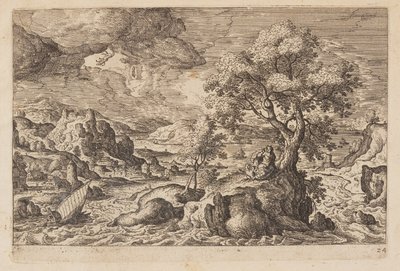 Tavle 24, fra Landskap med scener fra Det gamle og Det nye testamentet og Ovids metamorfoser av Hans Bol