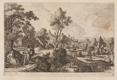 Tavle 6, fra Landskap med scener fra Det gamle og Det nye testamentet og Ovids metamorfoser av Hans Bol