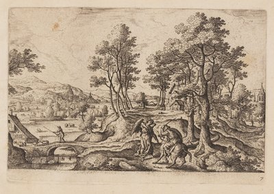 Tavle 7, fra Landskap med scener fra Det gamle og Det nye testamentet og Ovids metamorfoser av Hans Bol